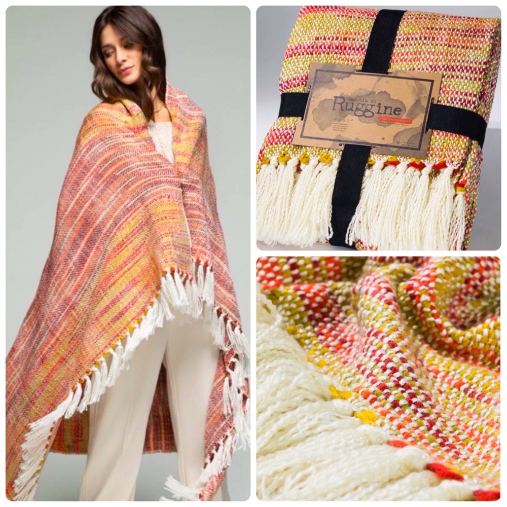 🧶Chunky Yarn🧶 MultiColor Throw Blanket-Blood Orange-